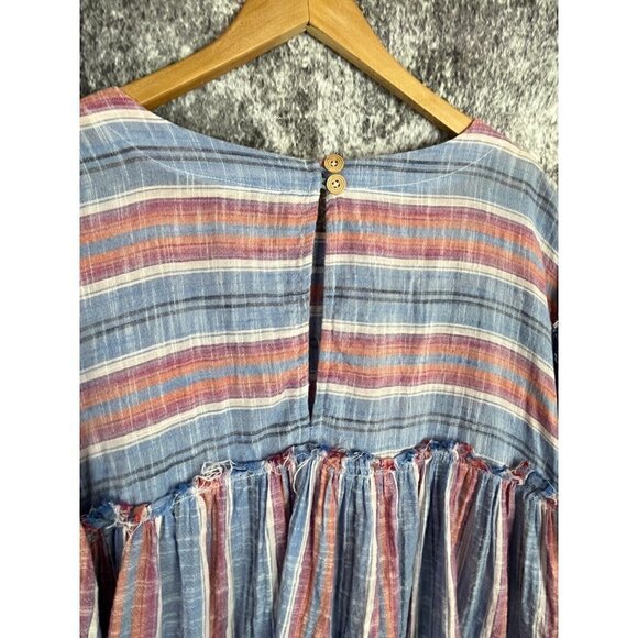 Free People Dress Womens Small Summer Night Striped Pockets Babydoll Mini Boho - Picture 16 of 16